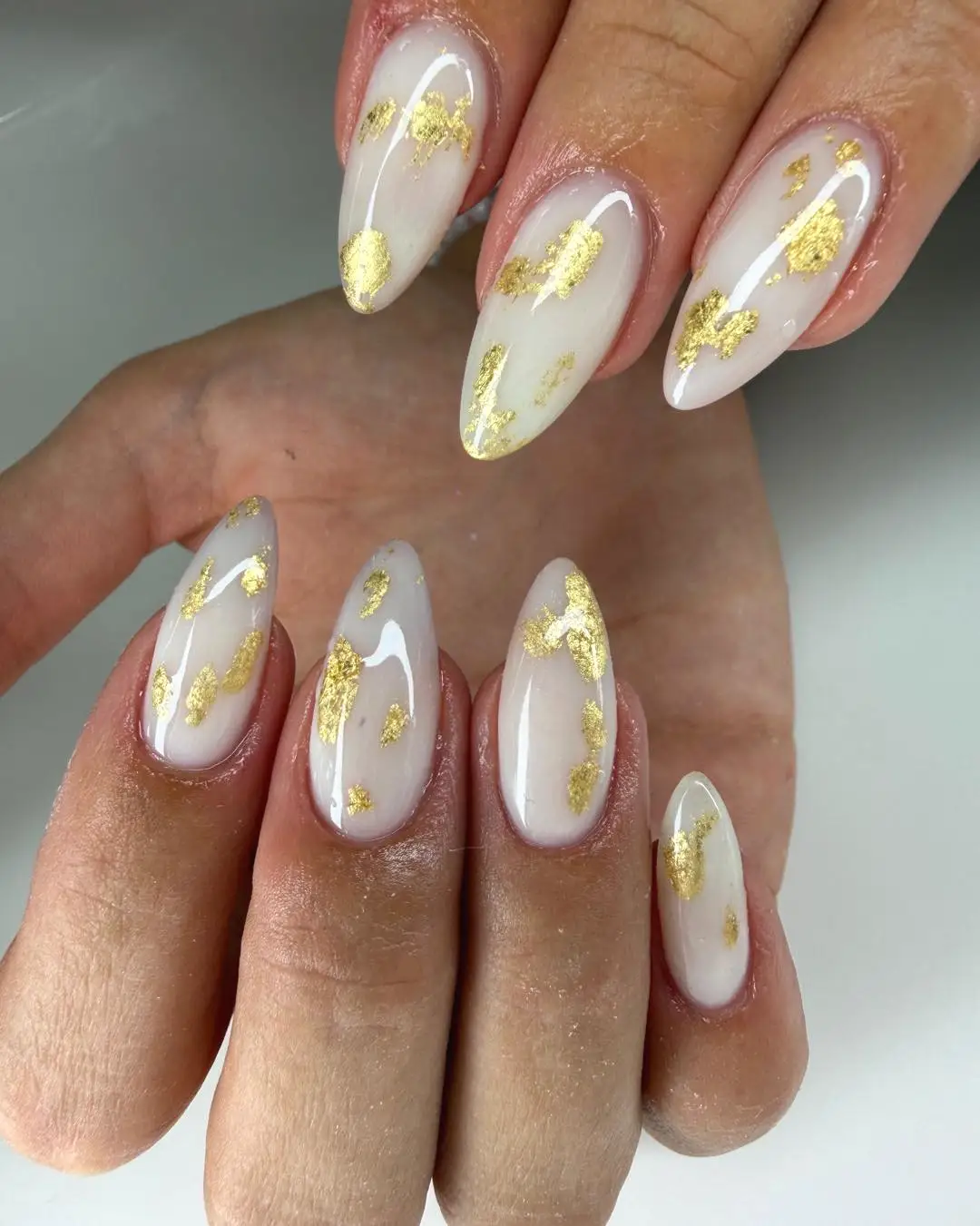 Milky White with Gold Leaf