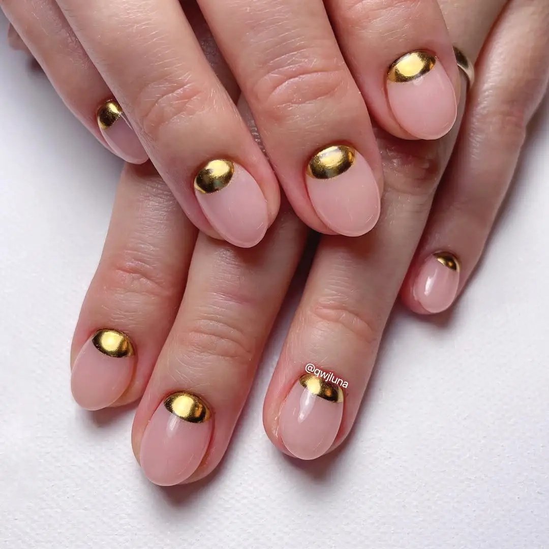 Gold Half Moon Nails
