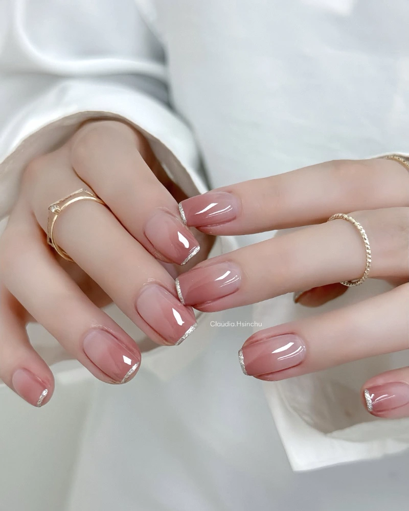 Micro French on Short Squoval Nails