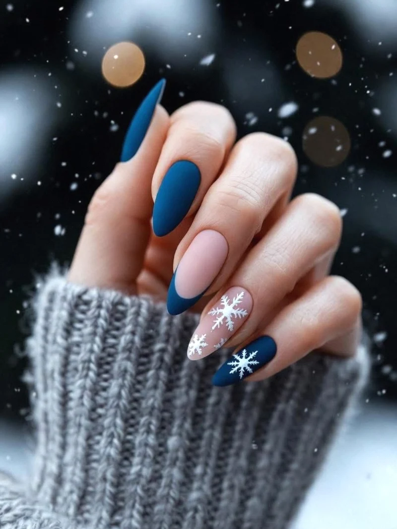 Navy and Midnight Blue French Tips
