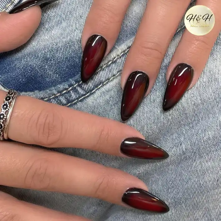 Black Cherry Glossy Nails